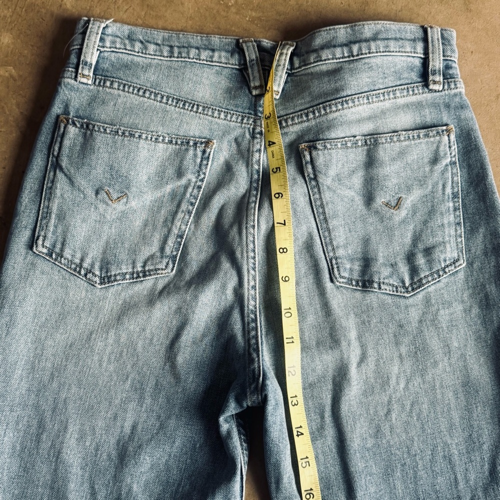 Hudson Jeans Light Wash Distressed Straight Leg Denim with dark hem/cuff/seem 28 - Picture 12 of 13